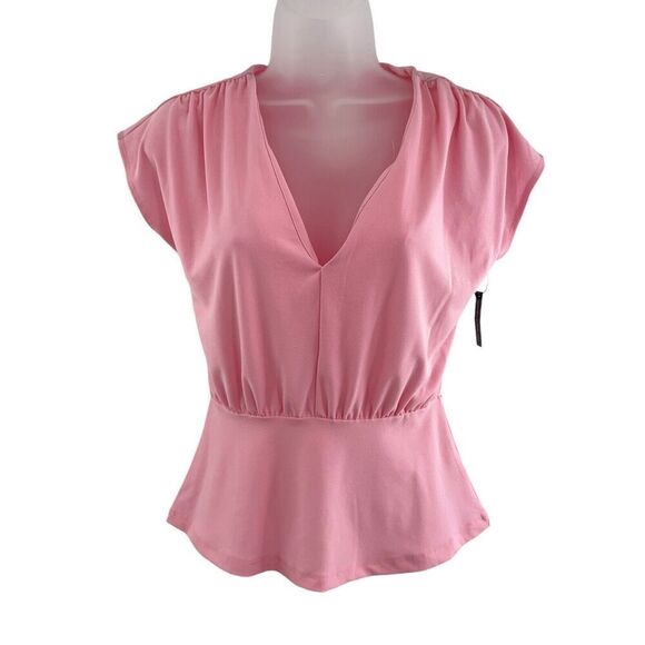 Leith Peplum Top Women's Size XXS Pink Sleeveless V-Neck Stretchy *Flaws - Picture 10 of 14